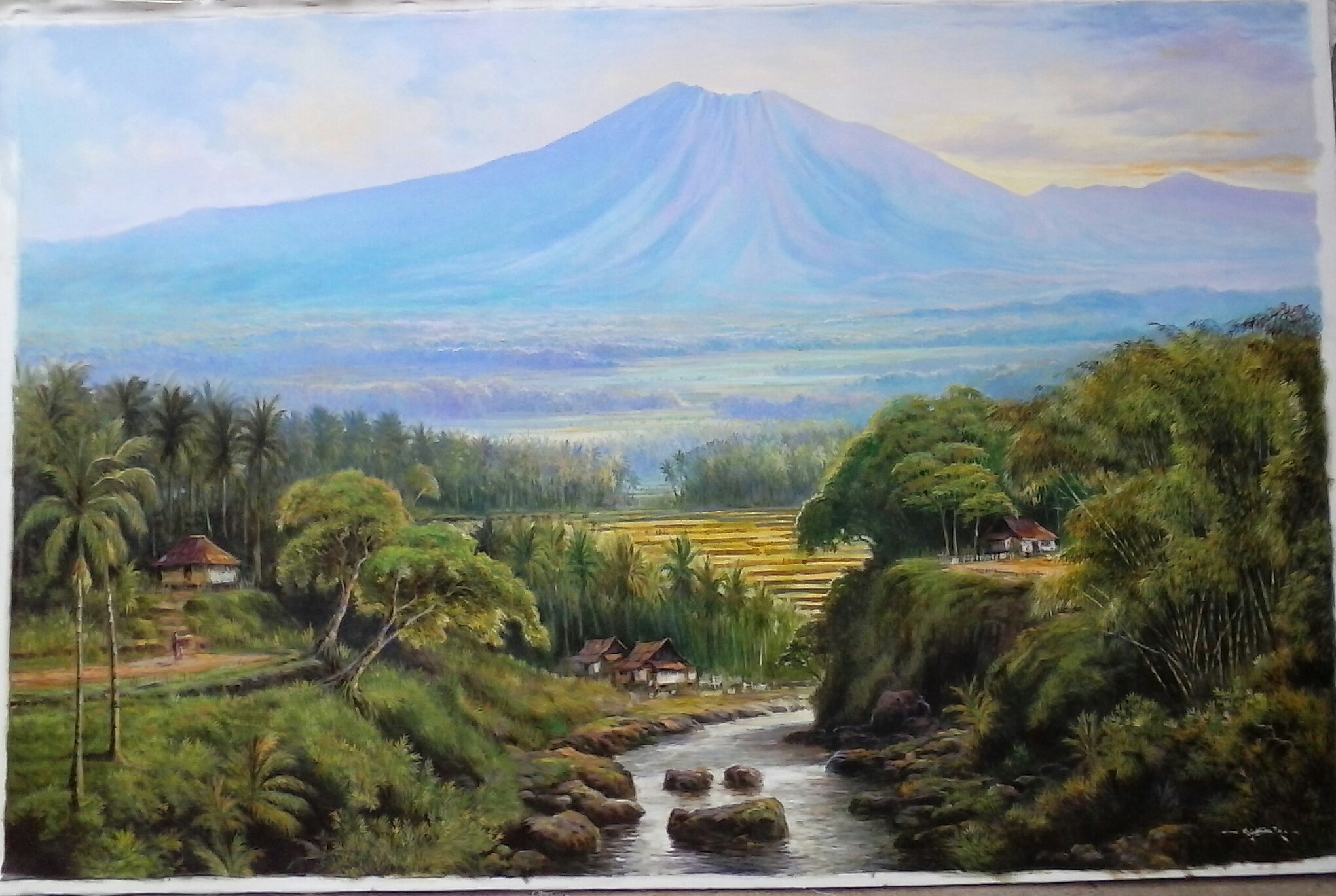 Lukisan Pemandangan Gunung Slamet Pelukis Kuat Casmoro