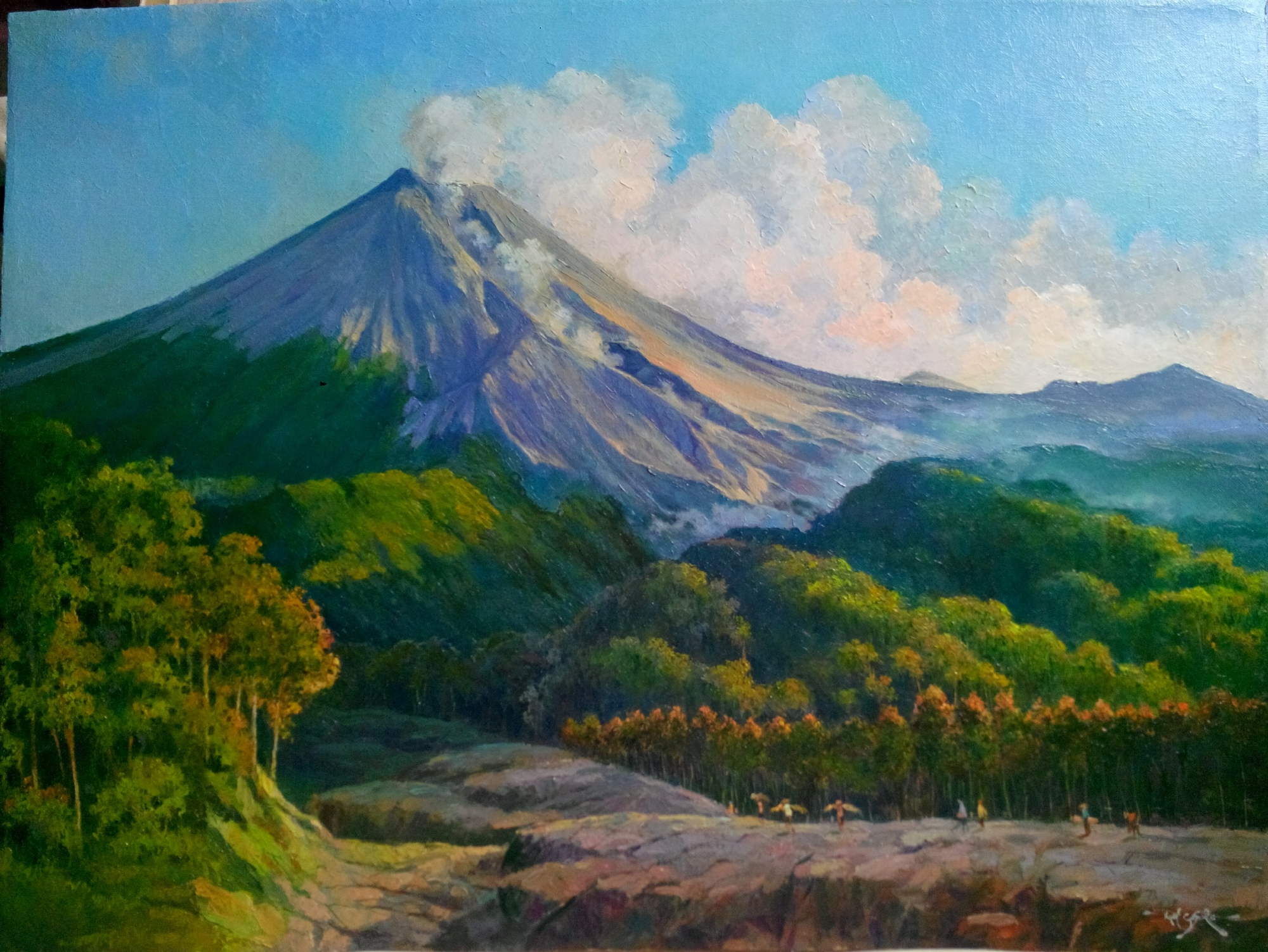 Lukisan Gunung Merapi Pelukis Kuat Casmoro