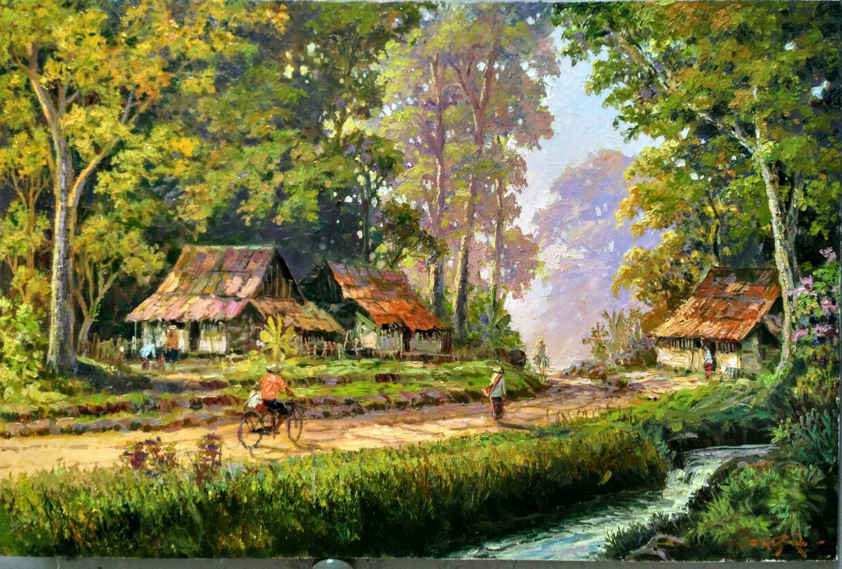Lukisan Pemandangan Kampung Pelukis Kuat Casmoro