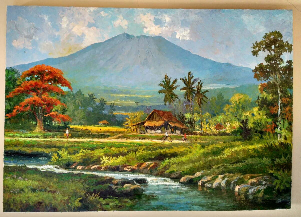 Lukisan Pemandangan Kampung Cikimmcom