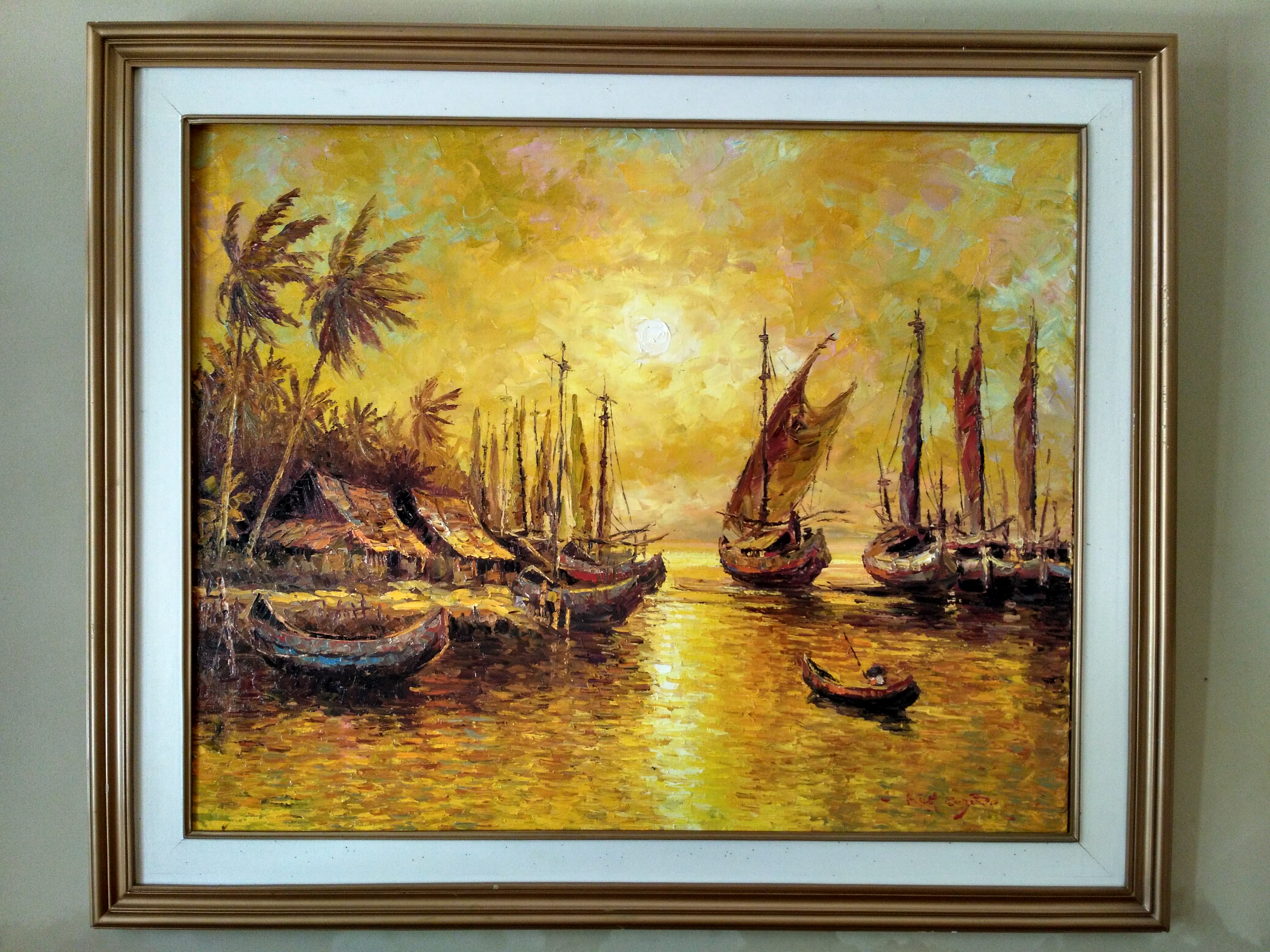  Lukisan pemandangan kampung  nelayan pelukis KUAT CASMORO